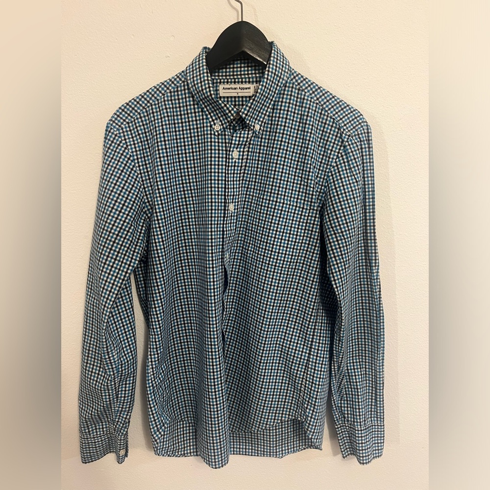 American Apparel blue/white plaid size S